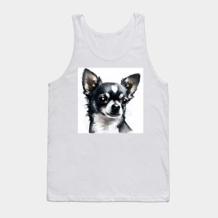 Black and White Chihuahua Watercolor Portrait Tank Top